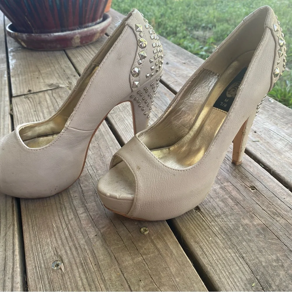 Y2K nude studded pumps stilettos - Picture 2 of 11